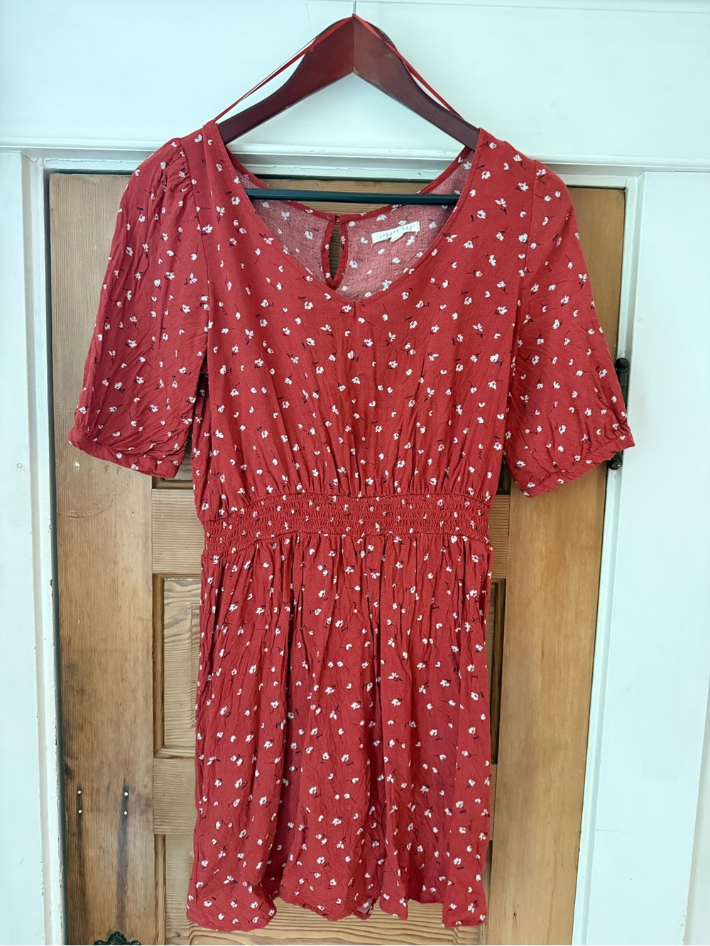 Copper Key Red Mini Dress with White Floral Print